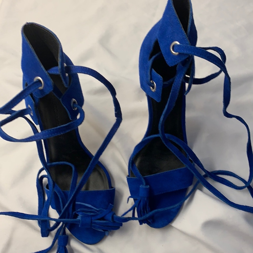 Sexy royal blue wrap around sandal